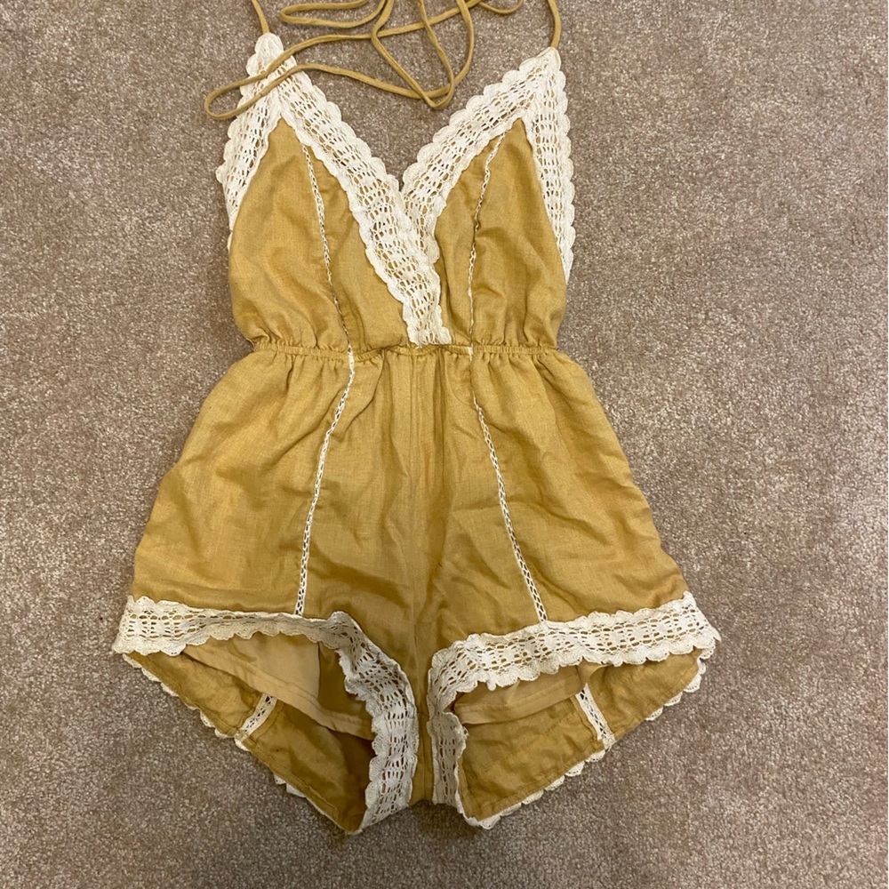 Mustard lace romper